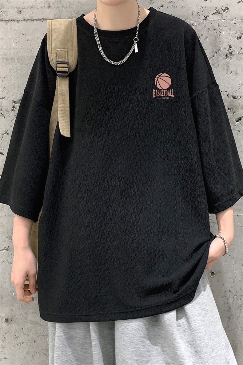 Q11237-P30春夏季七分袖t恤男大码五分袖男短袖中袖大皂风,男装T恤,电商A040