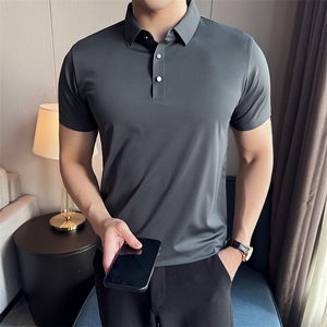 2024夏季新款 冰丝无痕宽松翻领POLO衫男57713-p50图片