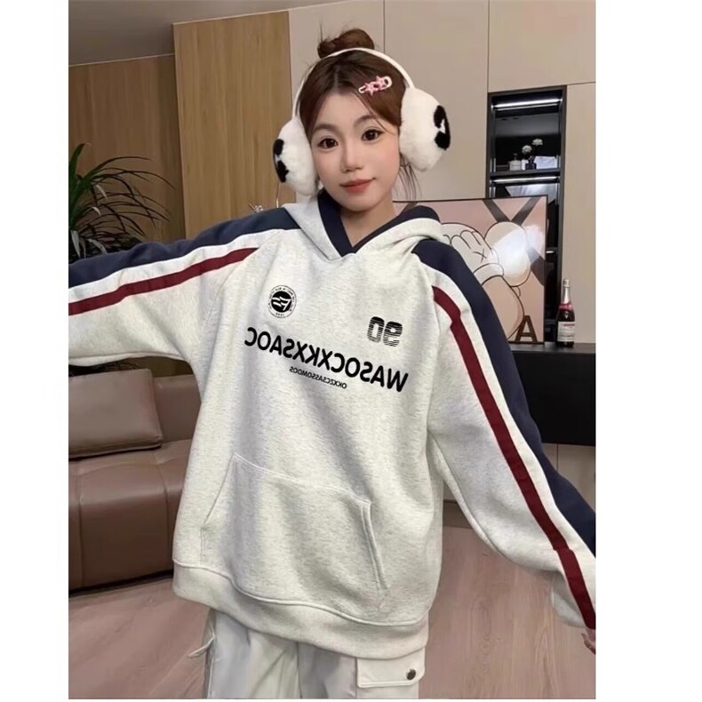 网络图现货潮牌重磅卫衣高街拼色款情侣加绒连帽外套JCT39-P45，女装短外套，星座715-7