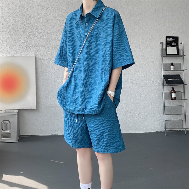 8XL-M日系工装短袖衬衫男夏季POLO衫t恤休闲运动套装TZ38004特P55,男装Polo衫,电商B312