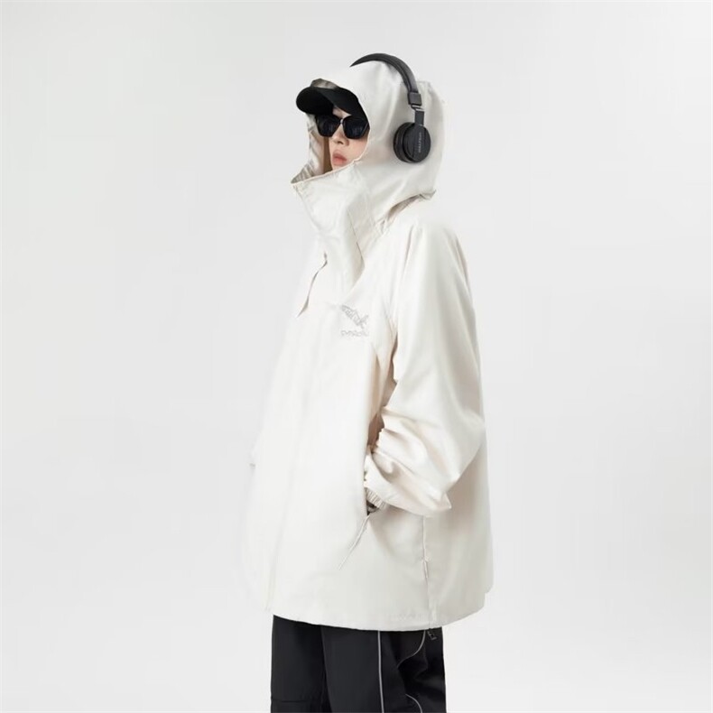 户外机能连帽冲锋衣外套男女情侣刺绣工装夹克上衣春秋CF198-p65,男装夹克,星座1008