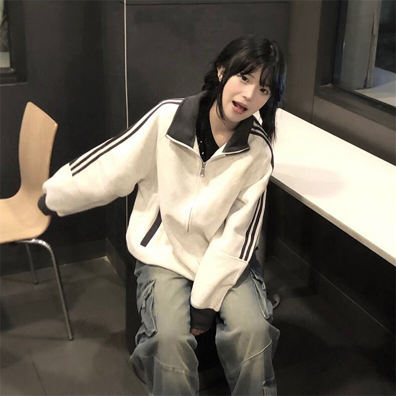 抖音得物高品质美式高街重磅结构设计拼接织带立领卫衣外套CM42，男装卫衣，电商A486