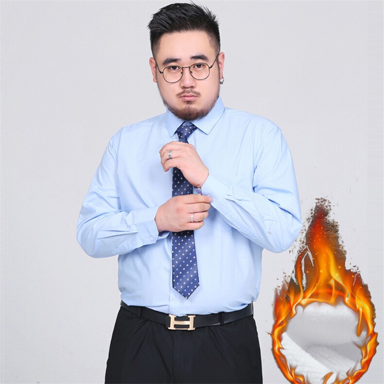 S-8XL冬季男士加绒加厚保暖长袖衬衫商务衬衣加肥加大码1561款,男装衬衫,星座802