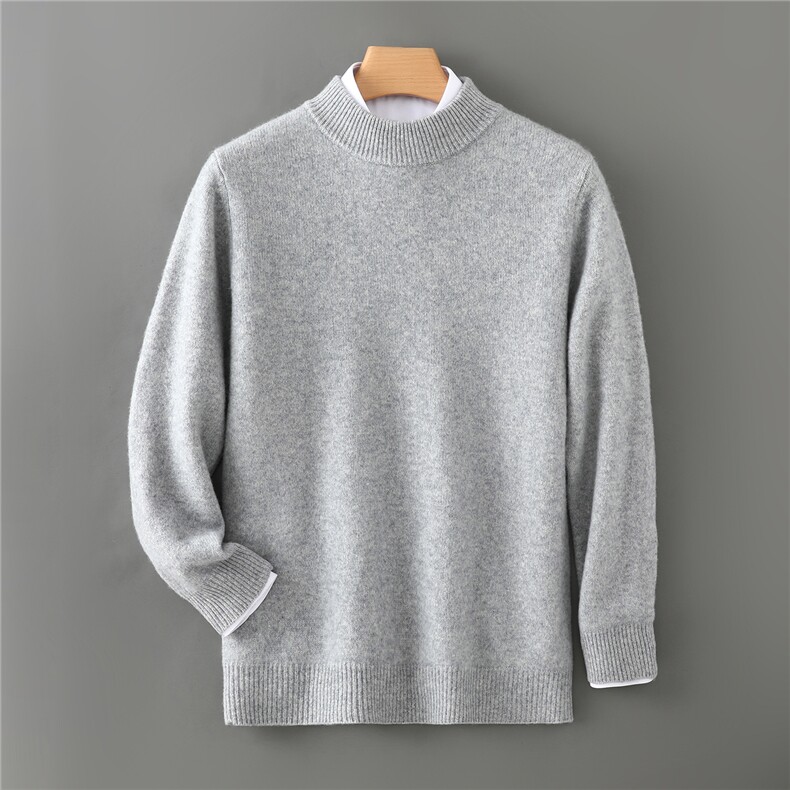 2025年秋季时尚百搭通勤简约休闲半高领半高领保暖套头，男装针织衫/毛衣，端硕羊绒