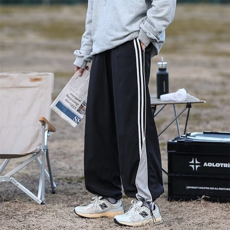 休闲裤男韩版潮流条纹拼色2024春秋新款ins宽松百搭长裤K3333-P43,男装休闲裤,星座412