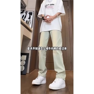 1506-1/KP0011/P34港风潮男夏季新款个性字母牛仔裤嘻哈ins潮高街图片