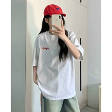 万针全刺绣工艺抖音得物高品质260克重磅纯棉双纱美式高街短袖T恤，男装T恤，电商A486