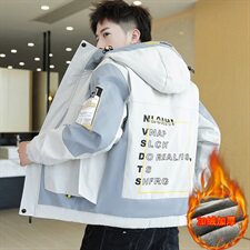 冬季长口袋棉服男模特加厚夹克风衣保暖外套工装棉衣粉865加绒，男装夹克，星座1207