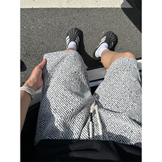 斜条纹短裤男生夏季高级感轻奢潮牌痞帅宽松休闲潮流百搭五分裤子，男装休闲裤，电商A086-1