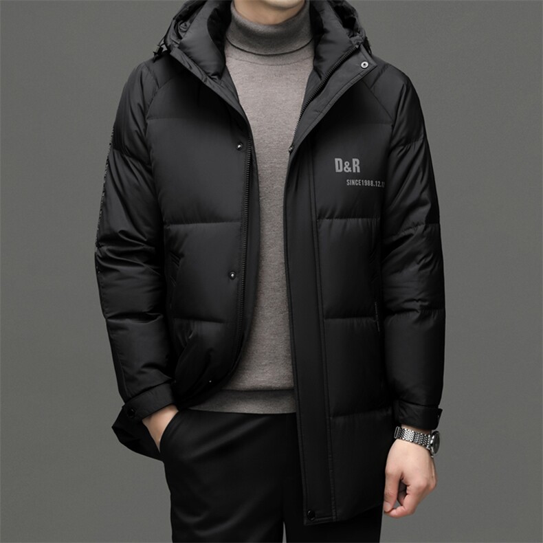 新款可脱卸帽子羽绒服男士冬季加厚御寒羽绒服外套中年男装外套图片