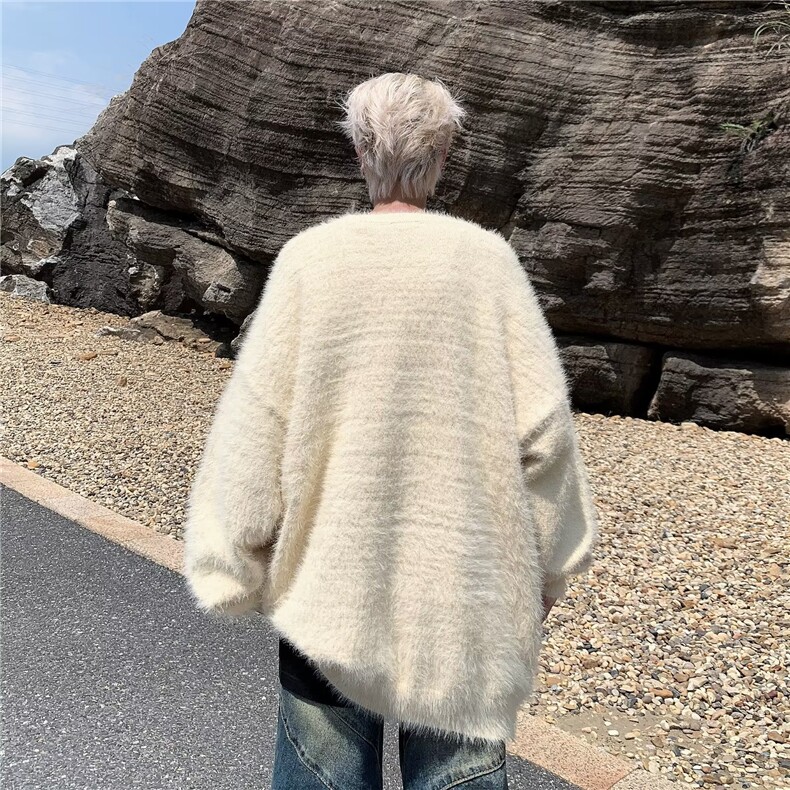 美式情侣毛衣秋冬款复古马海毛小众慵懒风圆领针织衫男女潮牌,男装针织衫/毛衣,星座302B