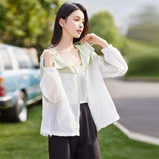 【现货】连帽撞色防晒衣服女2024夏装薄款休闲宽松工装夹克外套，女装短外套，梦懿尔