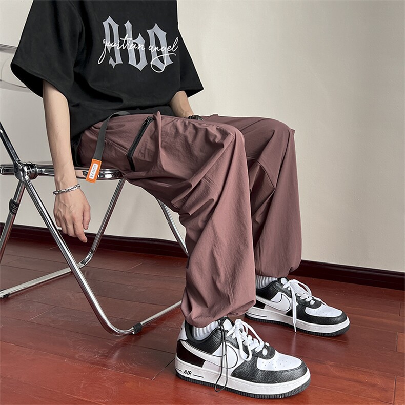 抖音品质-潮流工装宽松休闲冰丝裤百搭男女长裤HJY26-P45,男装休闲裤,星座808A-1