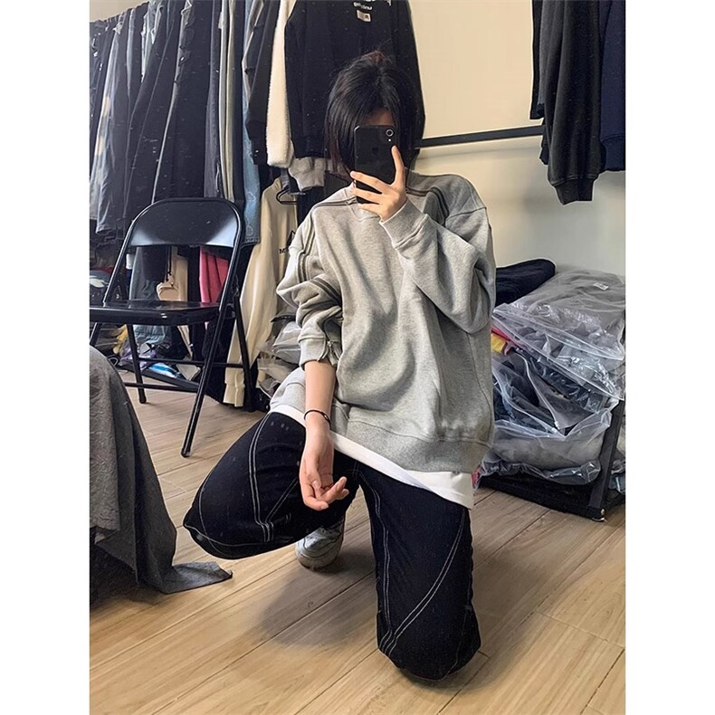加绒可选~小众设计感毛圈布金属拉链卫衣，现货1005-XLWY01-P48,男装卫衣,星座1005