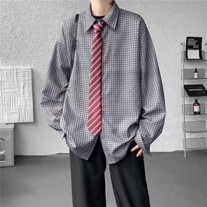 8XL-M长袖衬衫男春夏格子条纹衬衣宽松慵懒风防晒外套CS29005P45图片