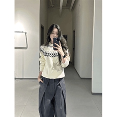 重磅秋冬装北极绒套头毛衣美式复古休闲慵懒风提花工艺针织衫外套，男装针织衫/毛衣，电商A486
