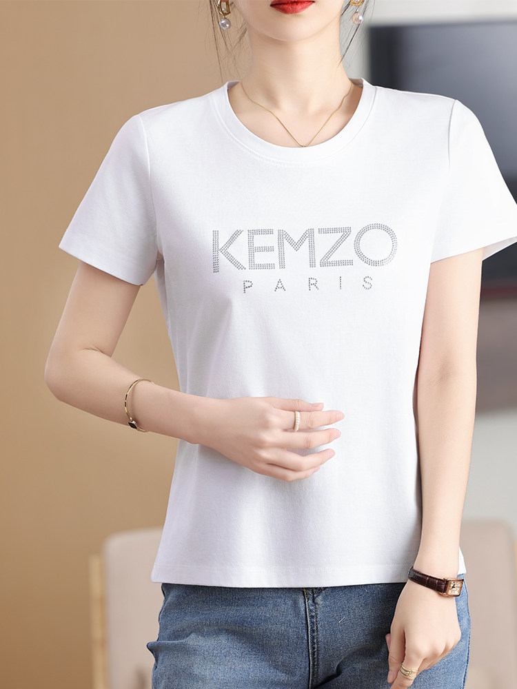 潮牌T恤女纯棉KEN/春夏大字母经典款男款t恤抖音情侣装短袖宽松ZO,女装T恤,元素羊绒