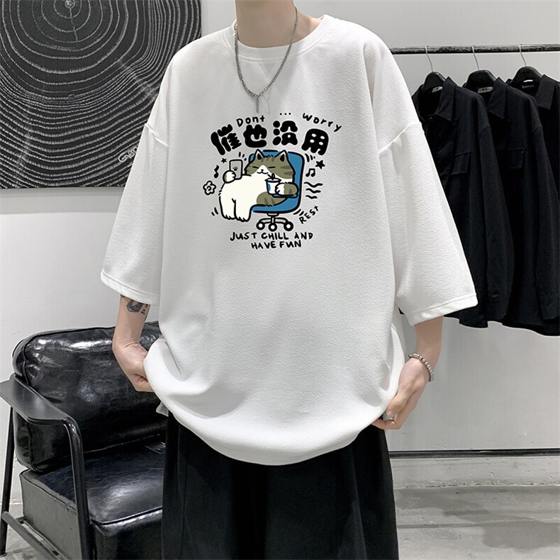 冰丝七分袖t恤男大码五分袖男短袖男中袖 Q11403-P30图片