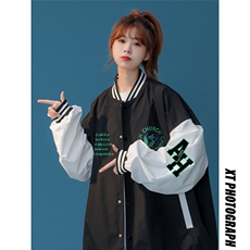 中性风2026秋季新款潮牌字母印花情侣棒球服夹克外套G71p75控98，男装夹克，A247A