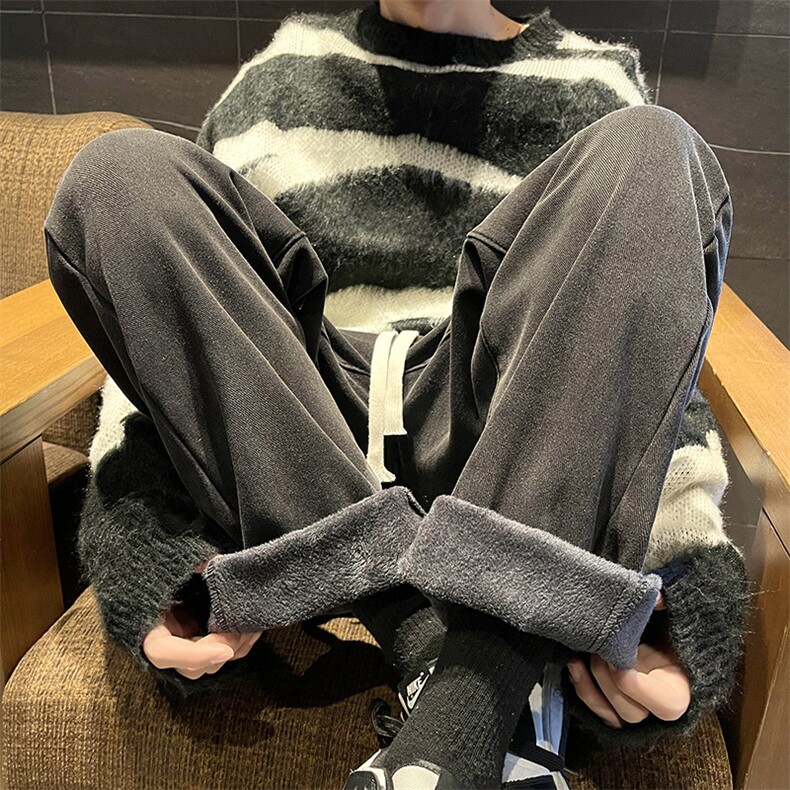 加绒加厚牛仔裤宽松直筒休闲裤KN12P40加绒P50,男装牛仔裤,电商D325
