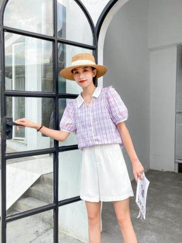 格子百搭款小衫，女装，百变诱惑