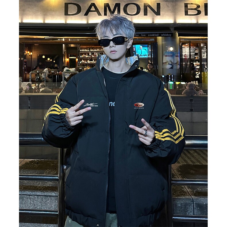 现货假两件格子羽绒棉衣抖音得物二开冬季棉服加厚外套BMY207,男装棉衣,电商A486