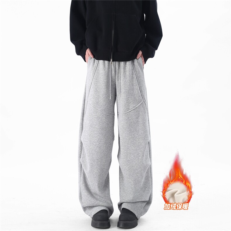 A429-YK358-特批常规42加绒48加绒加厚褶皱阔腿伞兵休闲卫裤，男装休闲裤，电商A429