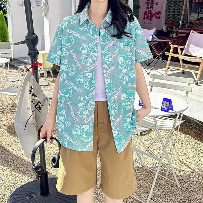 扎染短袖衬衫男女2025夏季宽松ins港风小众潮流沙滩休闲大码上衣,男装衬衫,星座506