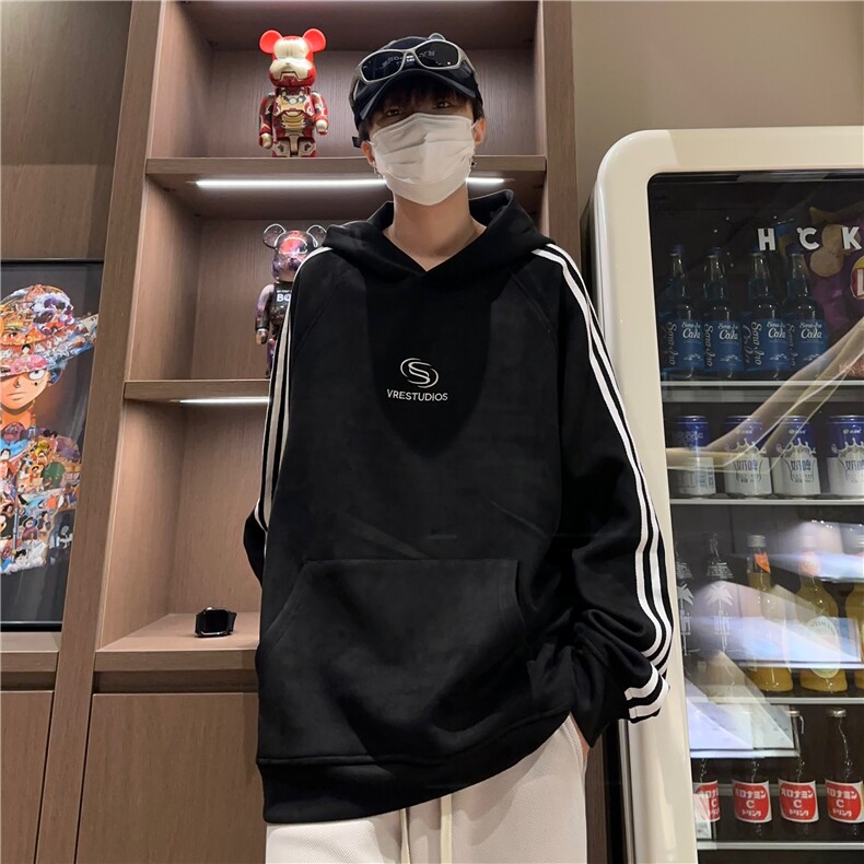 秋冬潮流百搭休闲宽松条纹刺绣连帽卫衣212-2-DY113-特P55,男装卫衣,星座808A-1