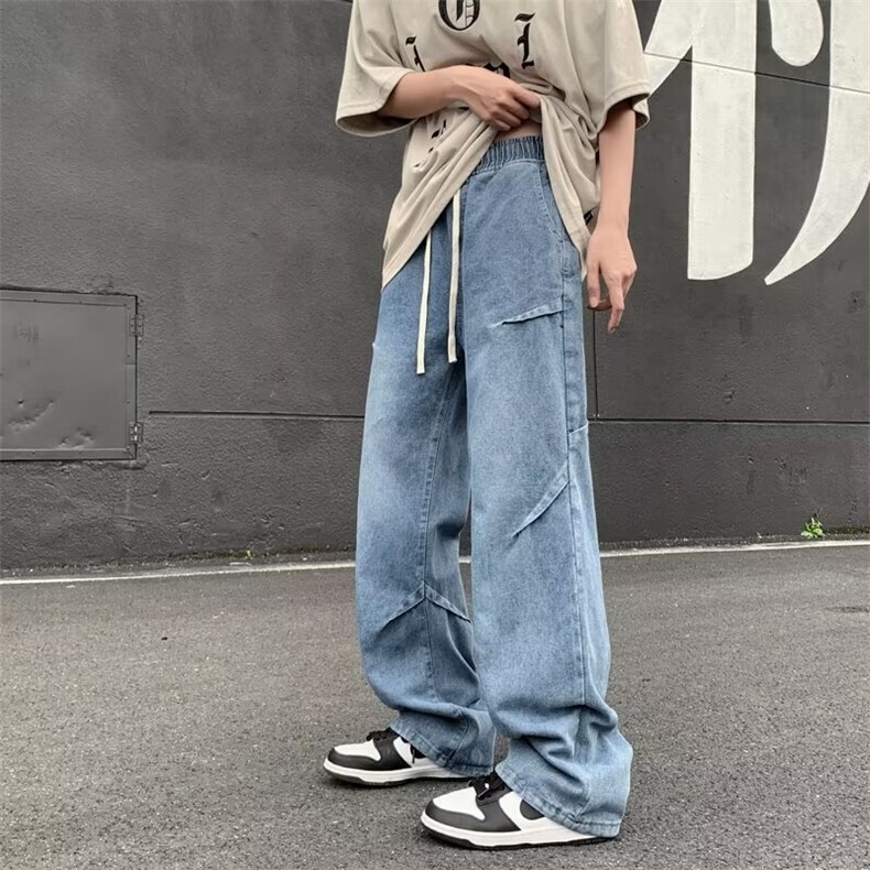 美式潮流牛仔裤男生复古水洗做旧宽松直筒裤港风ins阔腿裤子潮男,男装牛仔裤,星座1210-1