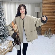 卡其绿工装派克服女秋冬2025新款皮毛一体加厚加绒爆款巨好看棉服，女装短外套，2D013