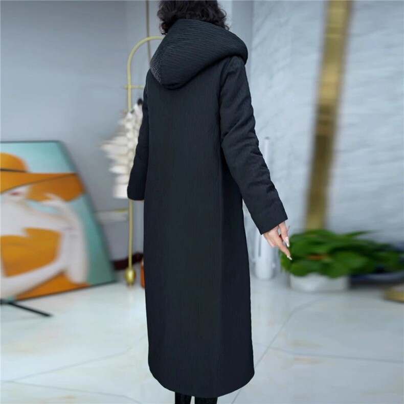 印花羽绒棉服女中长款修身刺绣盘扣高端气质棉衣棉袄外套冬,女装棉衣/棉服,韩蔻秀