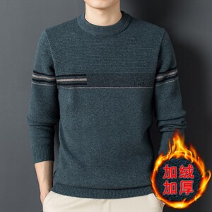 Z2629男士2023年秋冬新款长袖加绒圆领针织衫休闲打底衫P85，男装针织衫/毛衣，电商B360