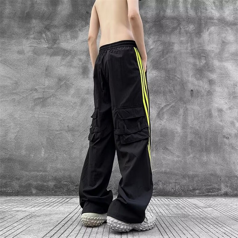 休闲裤男士韩版潮流三条杠拼色口袋高街2024秋冬ins长裤K5803-P41,男装休闲裤,星座412-3