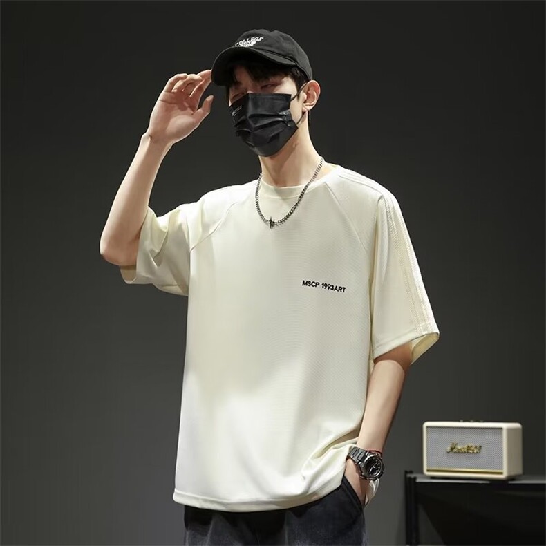 短袖t恤男夏季新款重磅刺绣宽松百搭休闲五分袖体恤男生简约上衣,男装T恤,星座1013
