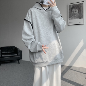 WY10155-特P48 控88新款连帽贝壳绣花麦穗提花大码男宽松情侣卫衣图片