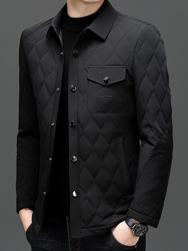 高档棉服2026新款秋冬中年男士棉衣夹克外套轻薄款棉服菱格小棉袄,男装夹克,电商B212（原钱塘6029）