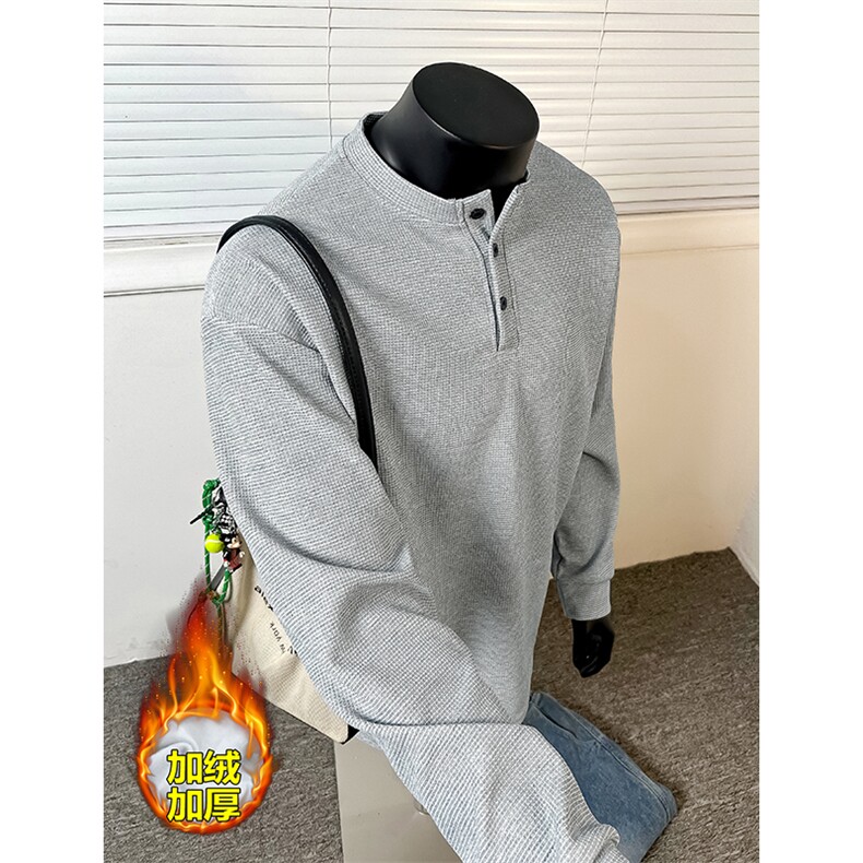 冬季抖音长袖T恤男加厚时尚打底衫男T1748J加绒-特P25，男装T恤，电商A001