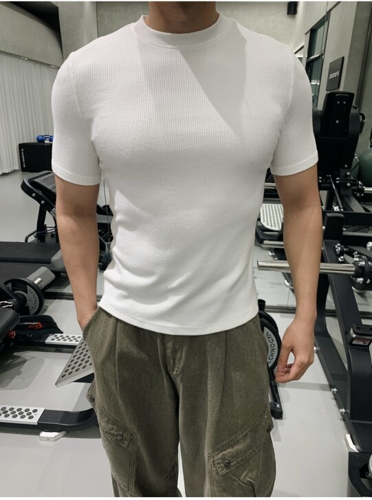 300克重磅高弹轮廓线夏季男士健身紧身短袖运动跑步训练T恤特P28,男装T恤,电商C306-1