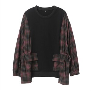 休闲拼接卫衣2021春季新款条纹拼色衬衣女图片