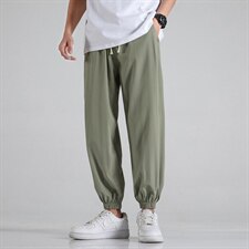 夏季主推冰丝轻薄男士束脚休闲宽松九分裤休闲裤A042-K9937-P40，男装休闲裤，电商A042