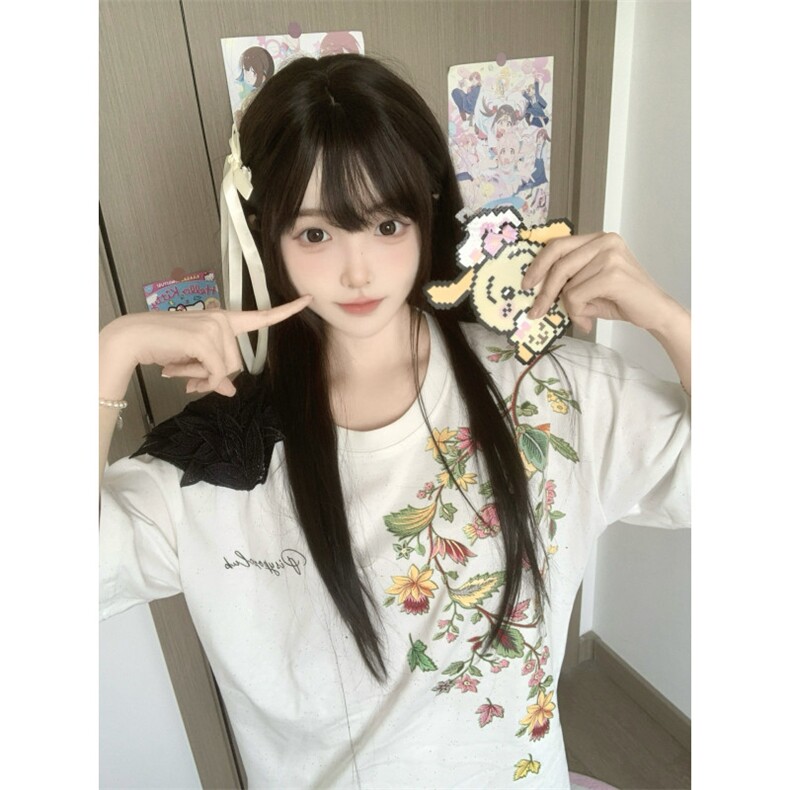 WE1544-P36绣花肩章羽毛满天星立体浮雕短袖T恤男女,男装T恤,电商B323A