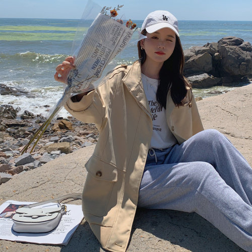 设计感卡其色工装外套女春秋小个子2025新款韩版宽松休闲短款风衣图片