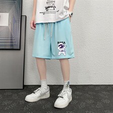 HD74225-P22华夫格短裤男大码宽松五分裤男直筒中裤，男装休闲裤，电商A040