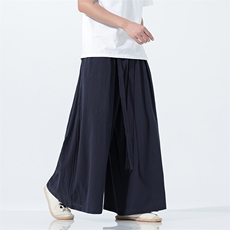 2025汉服唐装宽松阔腿裤风棉麻阔腿裤基地A057-K371-P55，男装民族服装，电商A057B