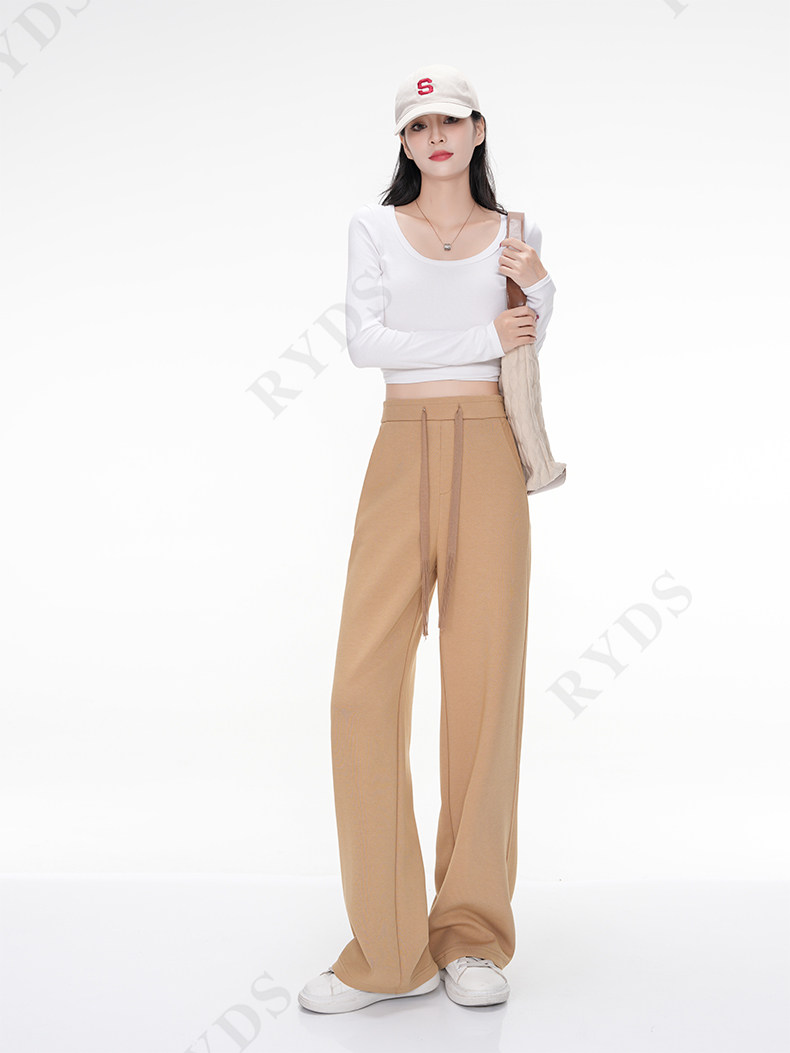 显高显瘦春秋款垂感高腰休闲裤子女小个子,女装休闲裤,拓晨羊绒