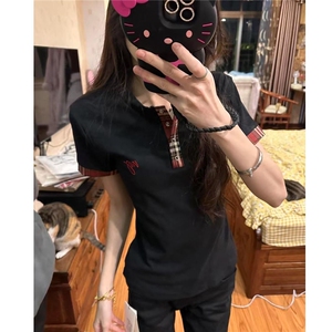 H0810-P35刺绣修身休闲显瘦夏季短袖T恤女图片