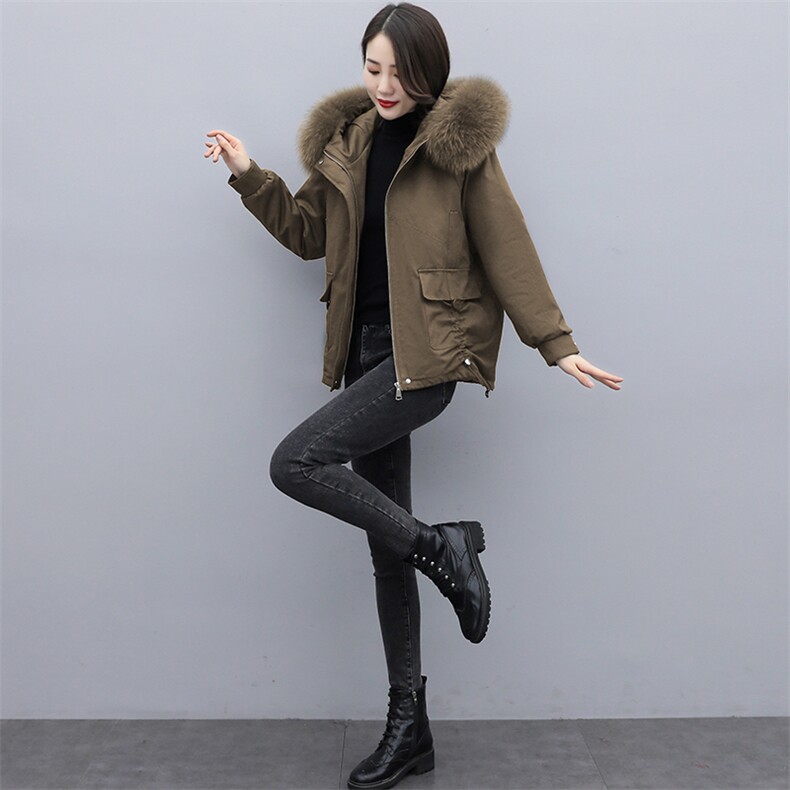 时尚潮流女装棉服冬季保暖短款外套显瘦修身大毛领棉衣,女装棉衣/棉服,浪花E族（衣布洛）