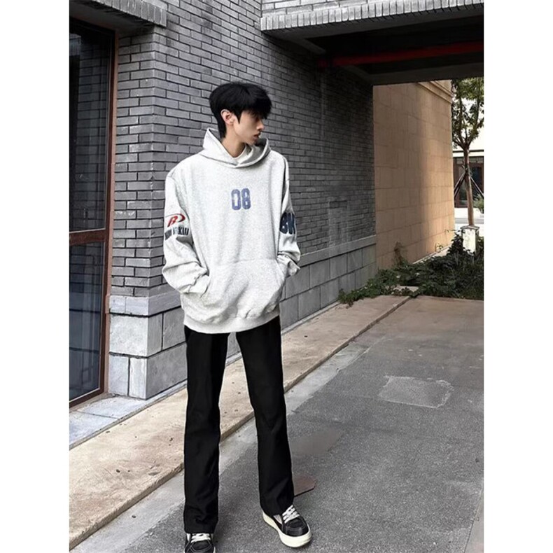 简约文艺新款时尚日系潮流华棉复合350克印花毛巾绣连帽卫衣流行图片