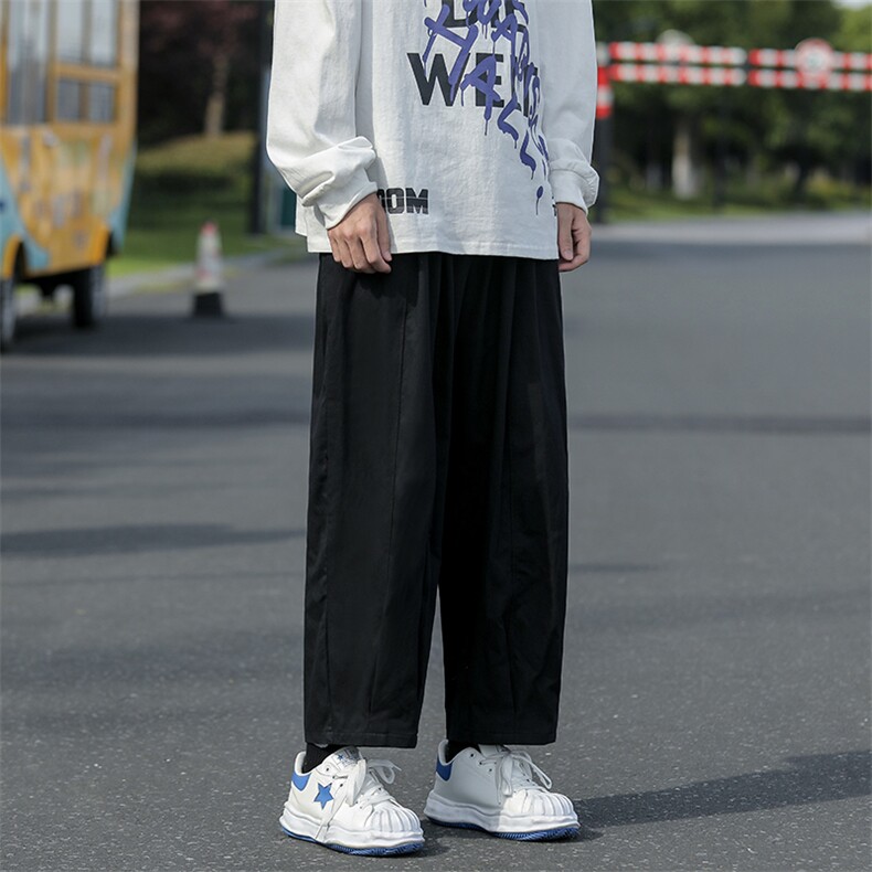 潮流ins日系复古宽松工装裤潮牌街头嘻哈阔腿九分裤男女2337-p35图片